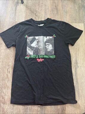 Black 'Triple Dog Dare You!!!' Graphic Short Sleeve Tee